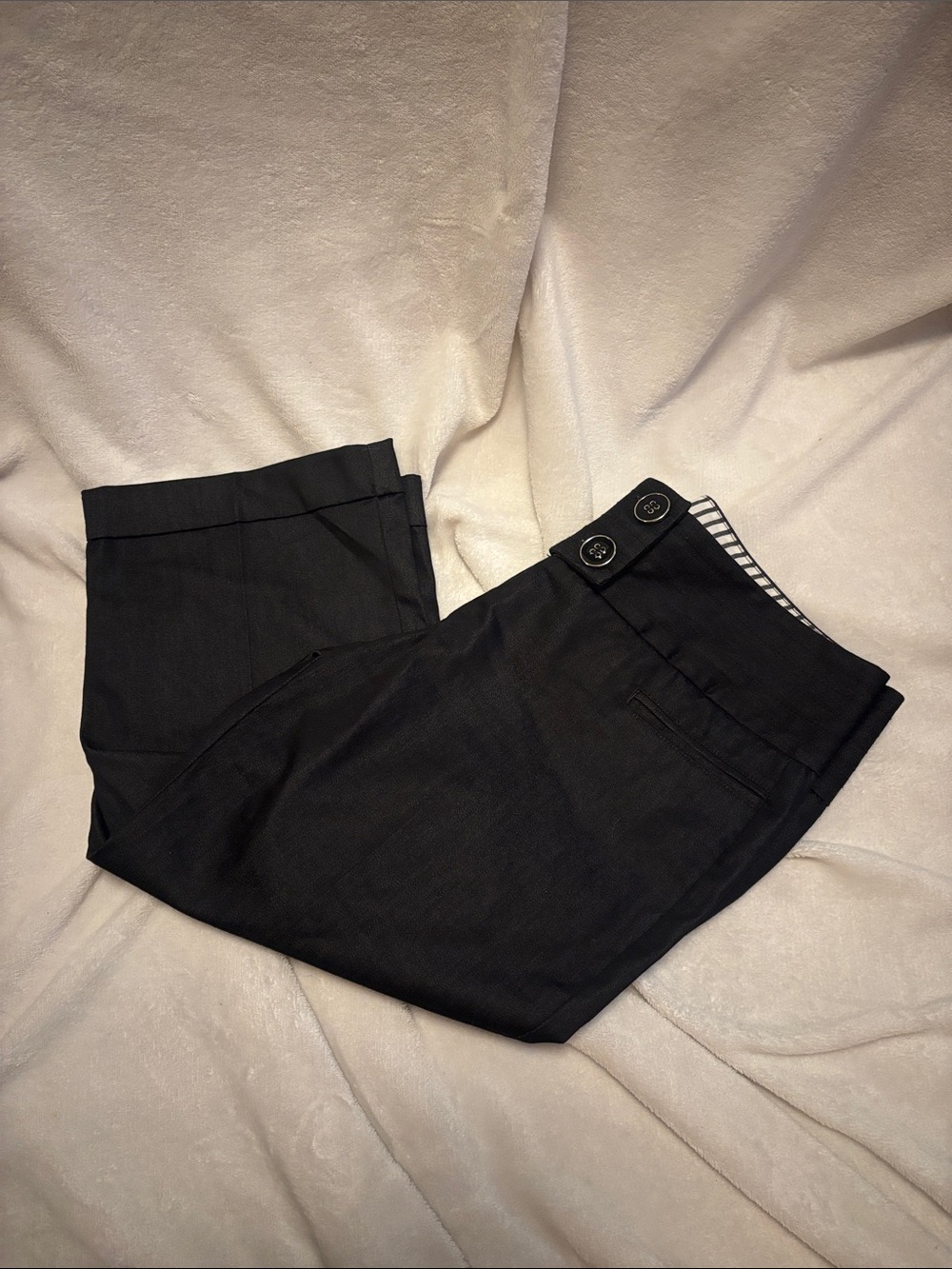 Maurices Black High-Waist Pants with Striped Waistband